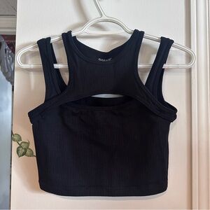 Garage Black Ribbed Crop Top